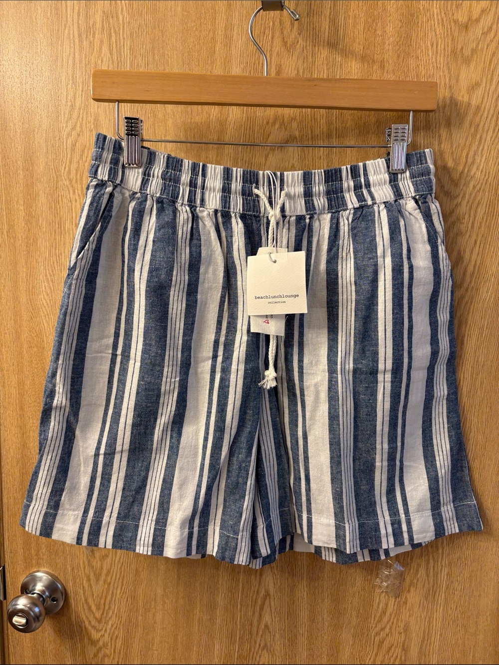 Beachlunchlounge Blue & White Striped Linen-Blend Shorts